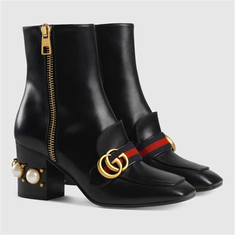 high heal gucci mid boot black leather|Designer Boots for Women .